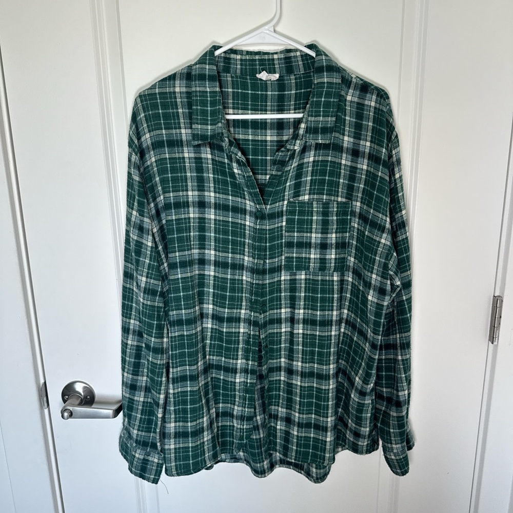 Cotton On Forest Green Plaid Shirt